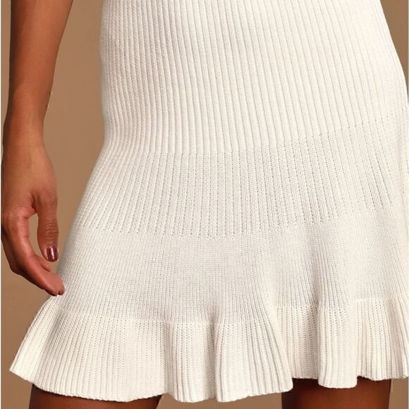 NEW Free People Cream Solid Gold Ribbed Knit Skirt - Picture 9 of 15
